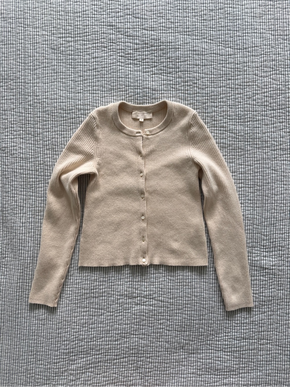 Sezane Cream Ribbed Button-Up Cardigan - Picture 2 of 6